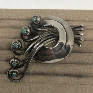 A Beautiful and Early Fred Davis Silver and Turquoise Brooch circa 1930s